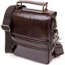Мужская сумка-барсетка из гладкой кожи темно-коричневого цвета с клапаном Vintage (20412) - 1