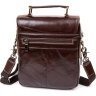 Мужская сумка-барсетка из гладкой кожи темно-коричневого цвета с клапаном Vintage (20412) - 2