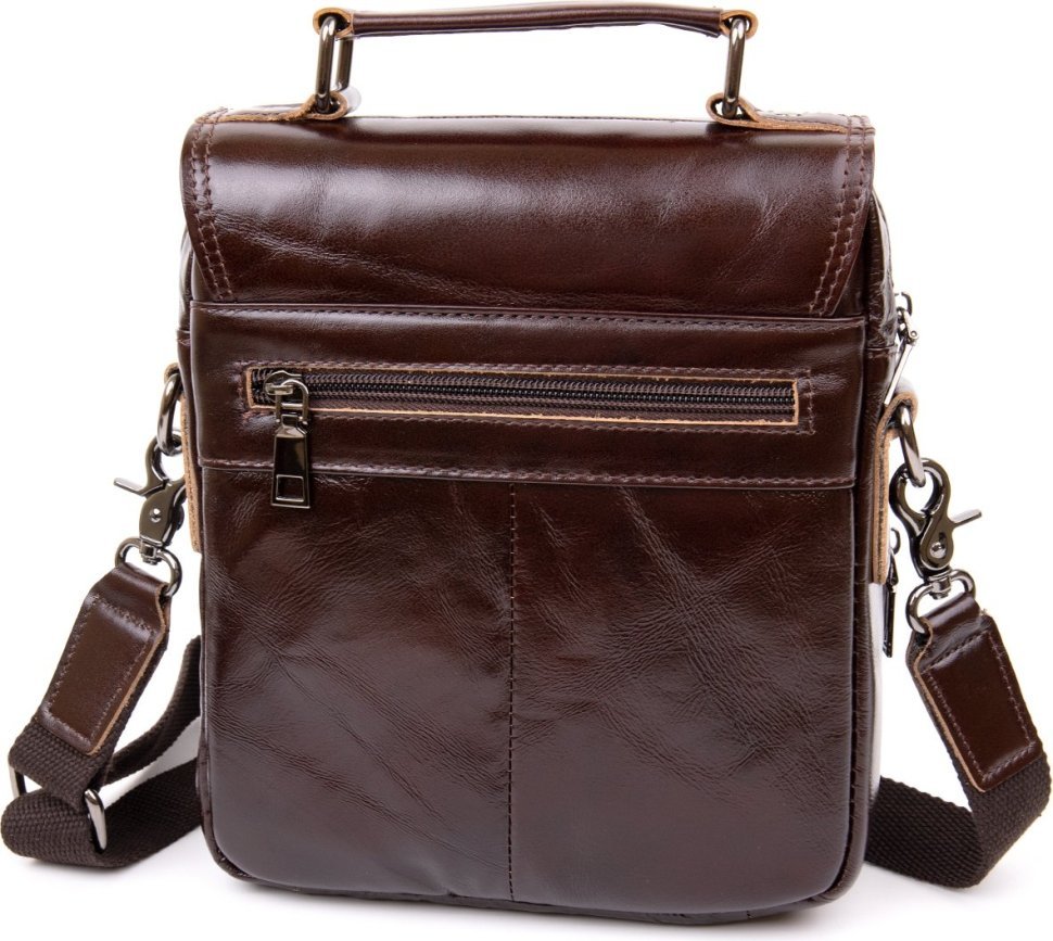 Чоловіча сумка-барсетка з гладкої шкіри темно-коричневого кольору з клапаном Vintage (20412)