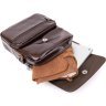 Мужская сумка-барсетка из гладкой кожи темно-коричневого цвета с клапаном Vintage (20412) - 5