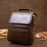 Чоловіча сумка-барсетка з гладкої шкіри темно-коричневого кольору з клапаном Vintage (20412) - 6