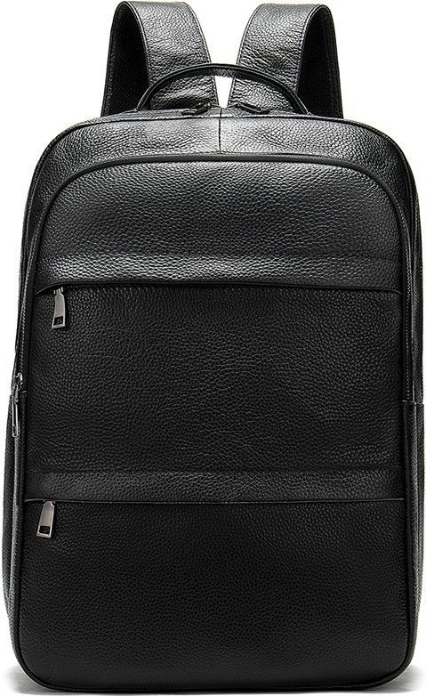 Стильный рюкзак черного цвета из натуральной кожи с выраженной фактурой Vintage (20036)