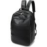 Стильний рюкзак чорного кольору з натуральної шкіри з вираженою фактурою Vintage (20036) - 2