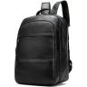 Стильний рюкзак чорного кольору з натуральної шкіри з вираженою фактурою Vintage (20036) - 8
