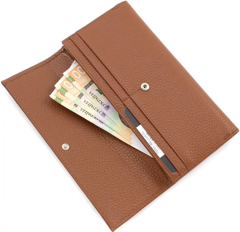 Світло-коричневий гаманець з натуральної шкіри з двома автономними відділеннями Tony Bellucci (10821)