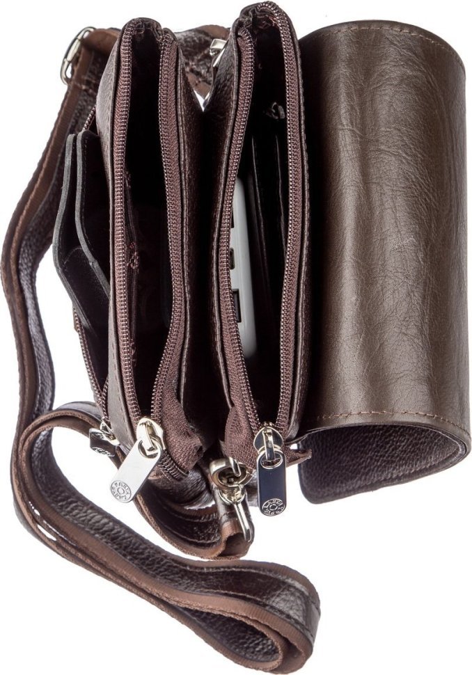 Вертикальная мужская сумка-планшет из натуральной кожи флотар в коричневом цвете KARYA (2417362)