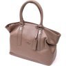 Стильна містка сумка жіноча з натуральної шкіри бежевого кольору KARYA (2420882) - 1