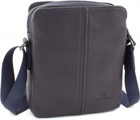 Синя чоловіча сумка на плече з натуральної шкіри Leather Collection (11131)