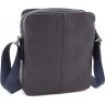 Синя чоловіча сумка на плече з натуральної шкіри Leather Collection (11131) - 1