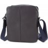 Синя чоловіча сумка на плече з натуральної шкіри Leather Collection (11131) - 3