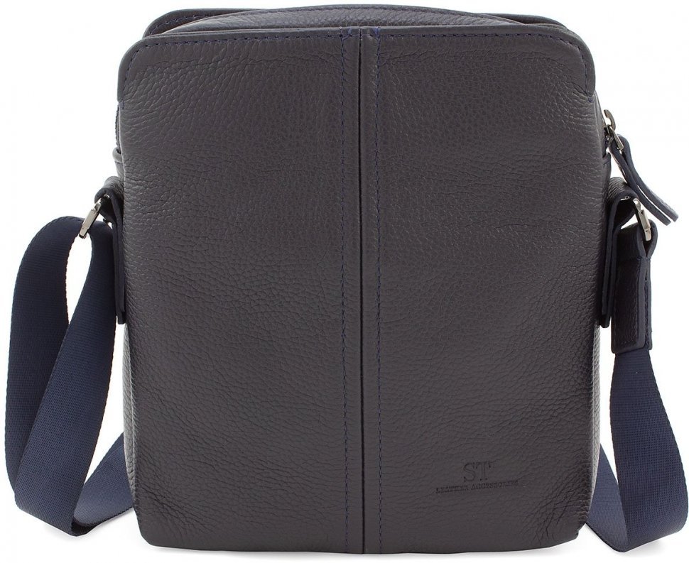 Синя чоловіча сумка на плече з натуральної шкіри Leather Collection (11131)