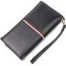 Місткий чоловічий гаманець-клатч із натуральної чорної шкіри високої якості KARYA (2421182) - 2