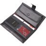 Місткий чоловічий гаманець-клатч із натуральної чорної шкіри високої якості KARYA (2421182) - 6