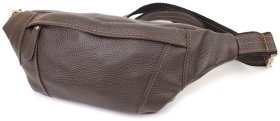 Мужская сумка-бананка из натуральной фактурной кожи коричневого цвета Shvigel 95096