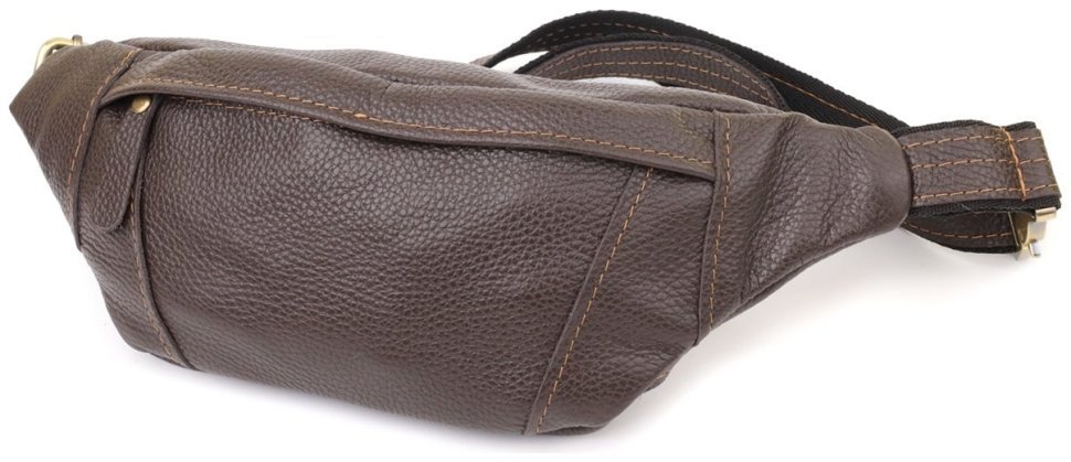 Мужская сумка-бананка из натуральной фактурной кожи коричневого цвета Shvigel 95096 modnotak фото №1