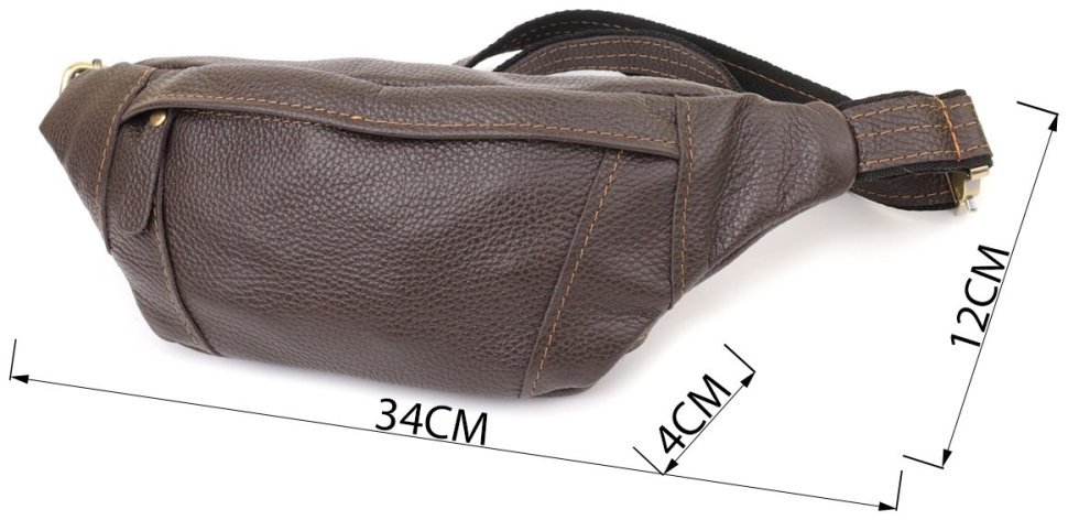 Мужская сумка-бананка из натуральной фактурной кожи коричневого цвета Shvigel 95096 modnotak фото №3