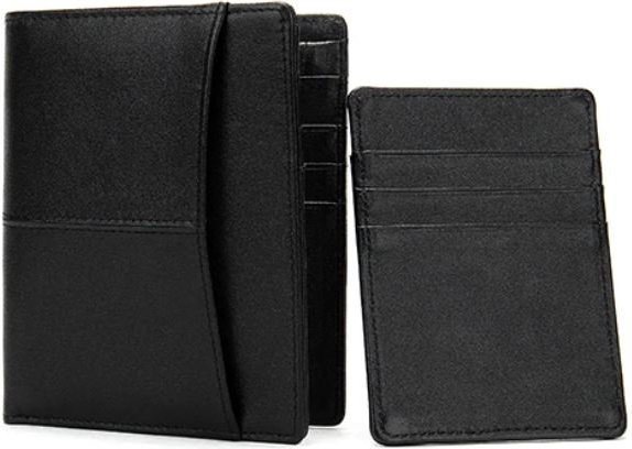 Класичне чоловіче портмоне з гладкої чорної шкіри під карти та документи Vintage (2414921)