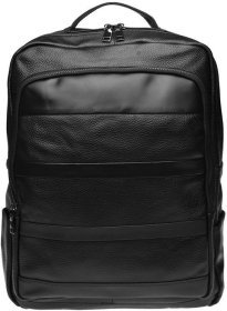 Чоловік шкіряний рюкзак великого розміру в чорному кольорі Keizer (19231)