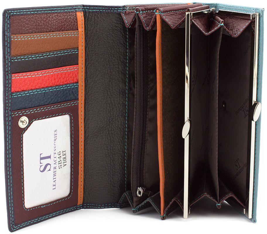 Кожаный кошелек на кнопке с блоком для карт ST Leather (16030)