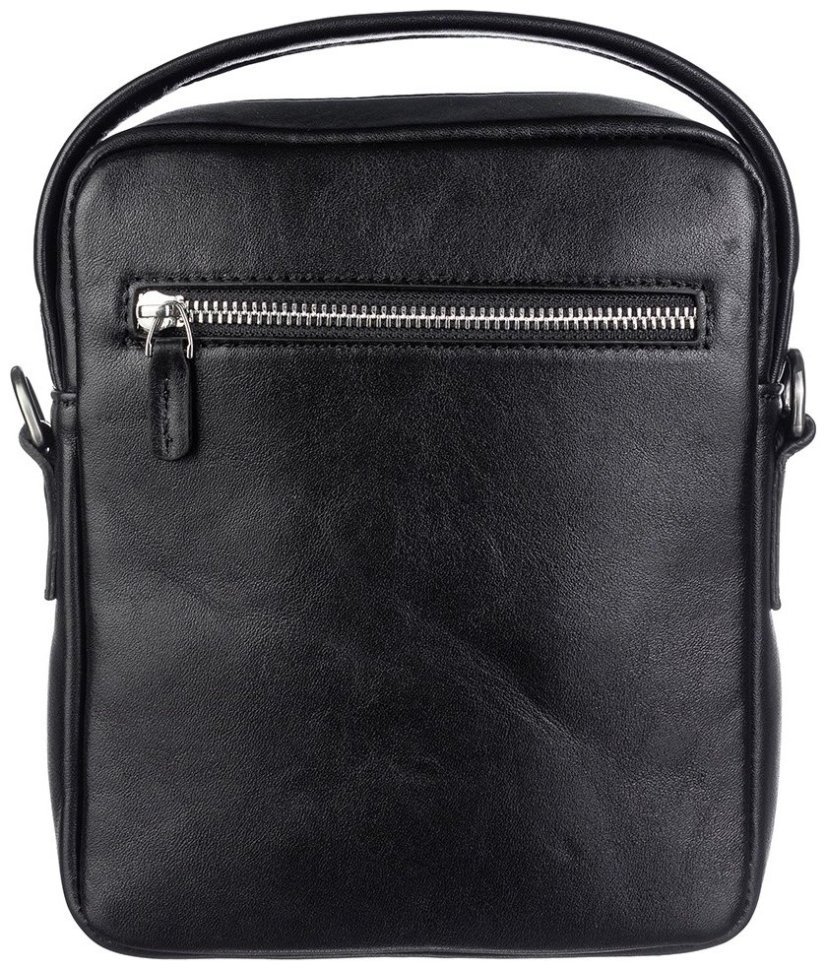 Мужская кожаная сумка-барсетка с ручкой и плечевым ремнем и DESISAN 107096 черная modnotak фото №3