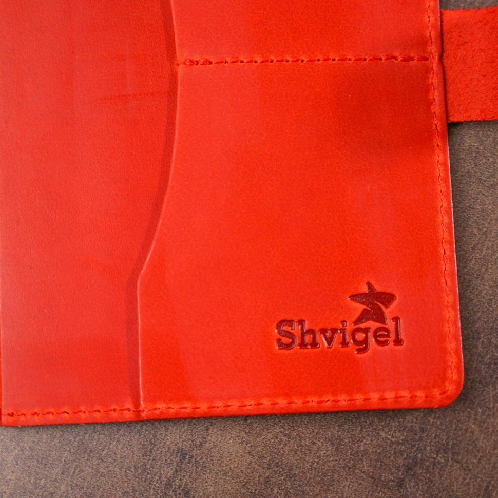 Червона жіноча матова обкладинка для документів з натуральної шкіри Shvigel (2416519)
