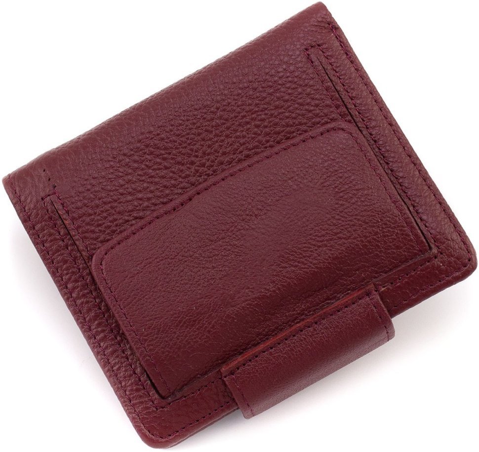 Бордовий жіночий гаманець із фактурної шкіри з хлястиком на кнопці ST Leather 1767296