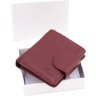 Бордовый женский кошелек из фактурной кожи с хлястиком на кнопке ST Leather 1767296 - 8