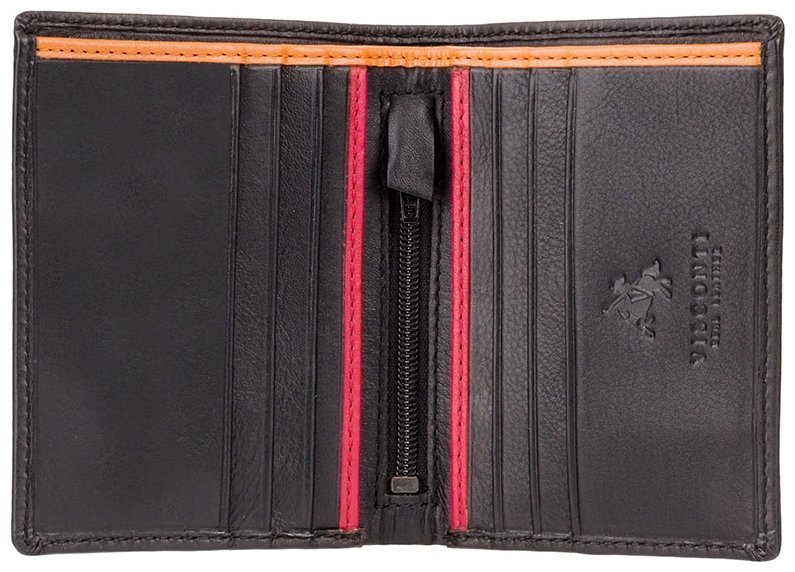 Стильне чоловіче портмоне з натуральної шкіри чорного кольору без застібки Visconti James 77396