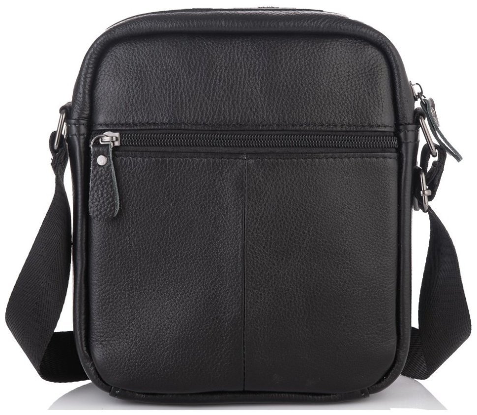 Мужская сумка-планшет маленького размера из натуральной черной кожи Tiding Bag 77496