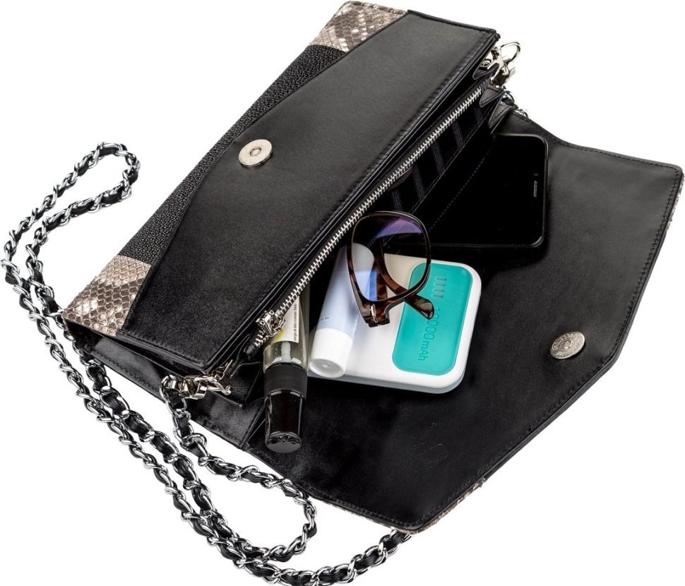 Сумка-клатч из натуральной кожи морского ската черного цвета STINGRAY LEATHER (024-18215) modnotak фото №3