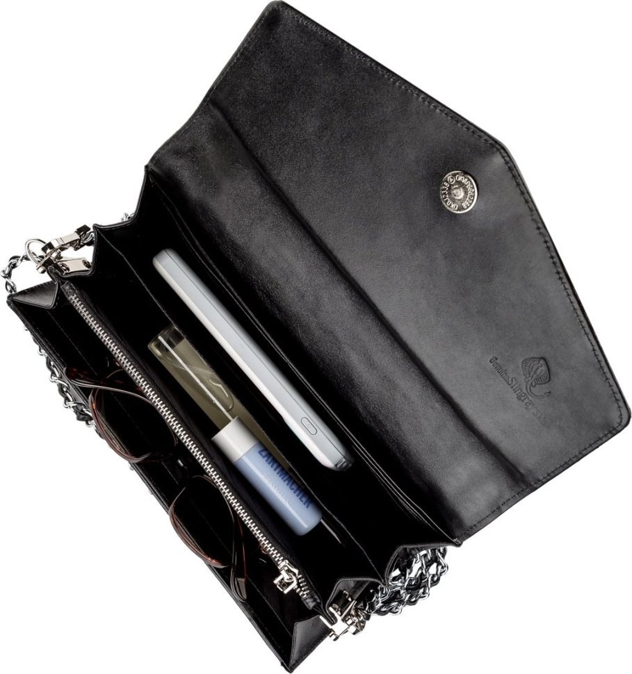 Сумка-клатч из натуральной кожи морского ската черного цвета STINGRAY LEATHER (024-18215) modnotak фото №4