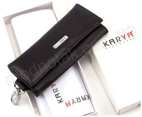 Гладкая кожаная ключница на кнопках KARYA (16586)