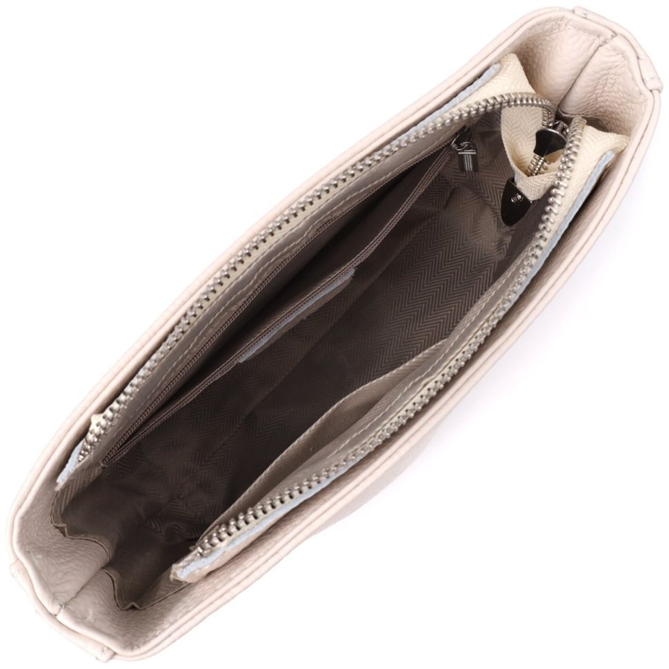 Повседневная женская сумка из фактурной кожи с текстильным плечевым ремешком Vintage 98196 белого цвета modnotak фото №7