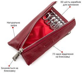 Жіноча ключниця бордового кольору на блискавці Marco Coverna (16645)
