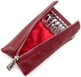 Женская ключница бордового цвета на молнии Marco Coverna (16645)