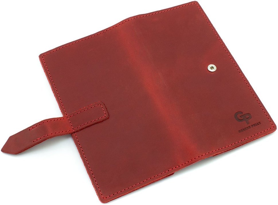 Жіночий червоний гаманець ручної роботи Grande Pelle (13016)