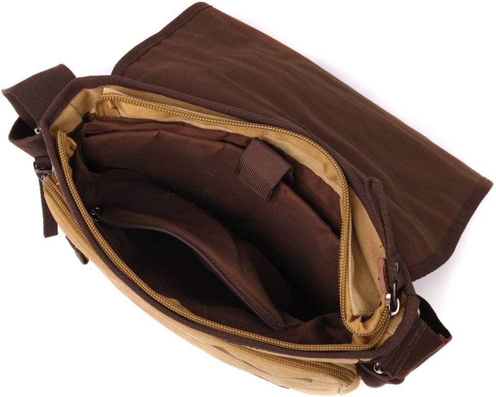 Текстильна чоловіча сумка пісочного кольору для ноутбука 13 дюймів Vintage 2422202