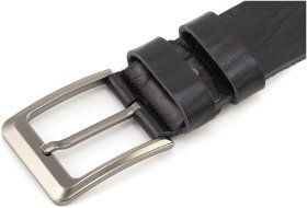 Джинсовый мужской ремень из натуральной итальянской кожи с жатым эффектом Gherardini 45044-GH-black черного цвета