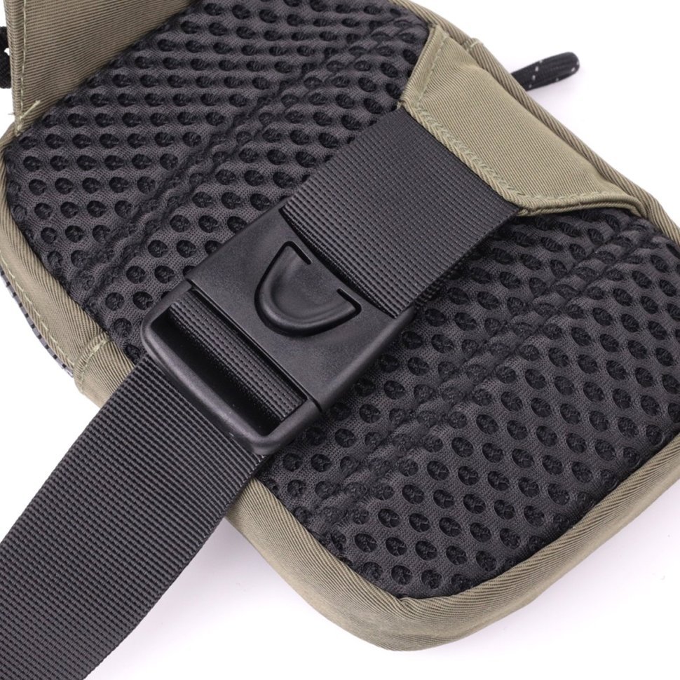 Мужская текстильная слинг сумка для путешествий Vintage 2422871 Зеленая modnotak фото №5