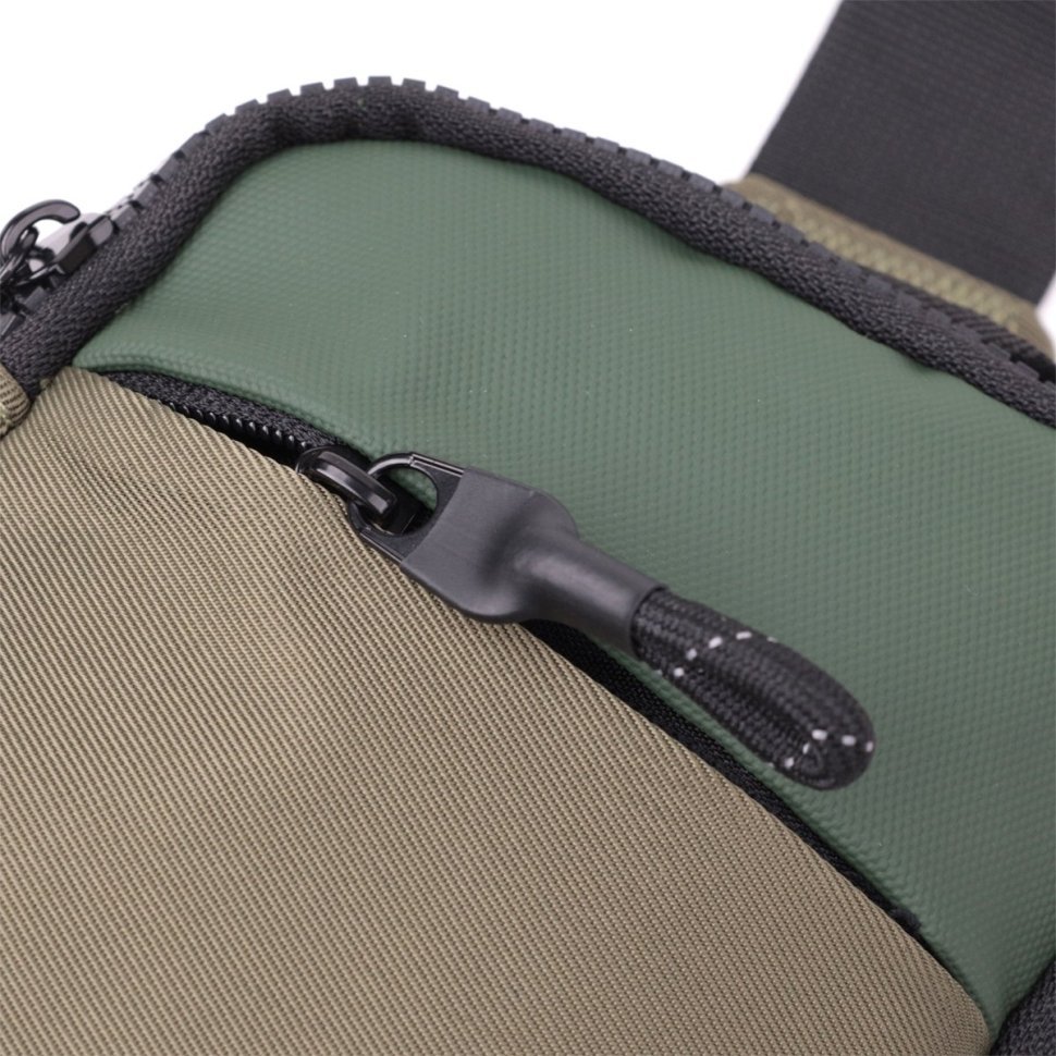Мужская текстильная слинг сумка для путешествий Vintage 2422871 Зеленая modnotak фото №6