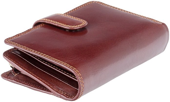 Жіночий вертикальний гаманець з гладкої шкіри коричневого кольору Visconti Venice 68796