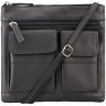 Черная плечевая сумка из натуральной кожи высокого качества Visconti Slim Bag 68896 - 1