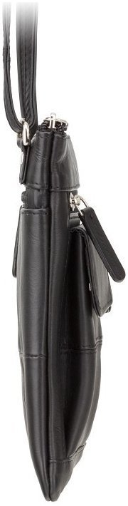 Чорна плечова сумка з натуральної шкіри високої якості Visconti Slim Bag 68896