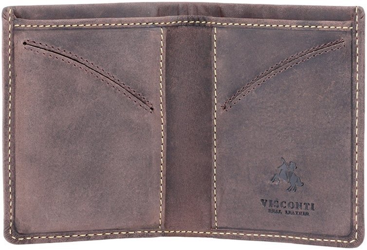 Темно-коричневое тонкое мужское портмоне из винтажной кожи Visconti Saber 68996