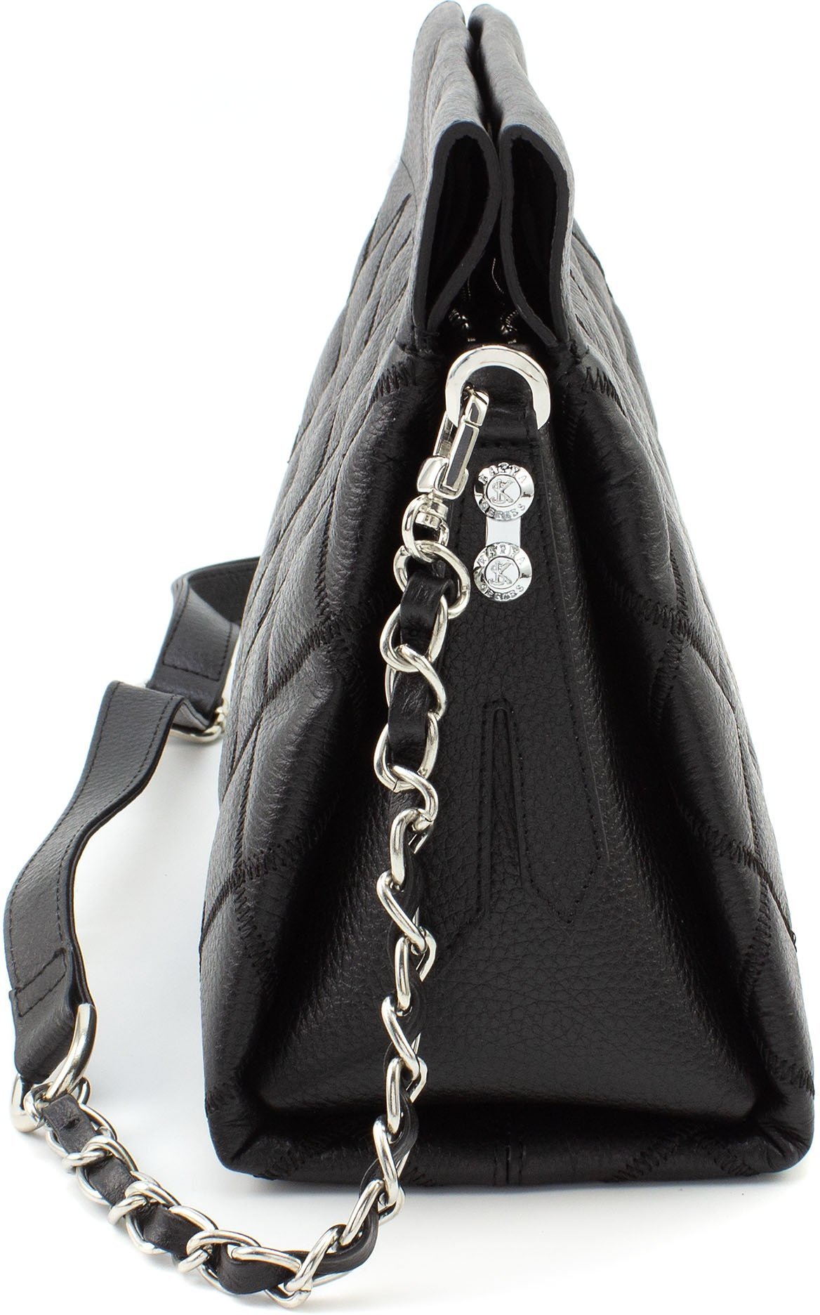Черная женская стеганая сумка из натуральной кожи с одной лямкой KARYA (19616)