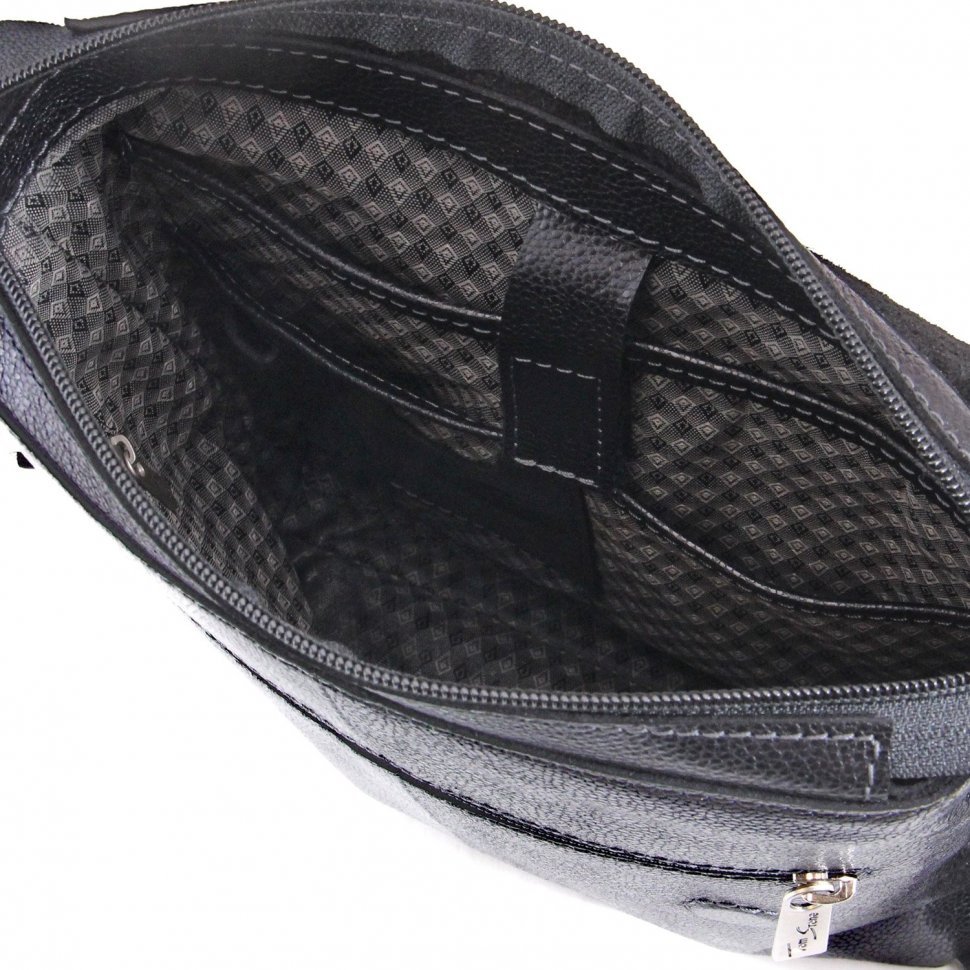 Чоловіча наплечная сумка-планшет з натуральної шкіри чорного кольору Tom Stone (10997)