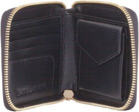 Черный женский кошелек из фактурной кожи на молнии Smith&Canova Althorp 69696