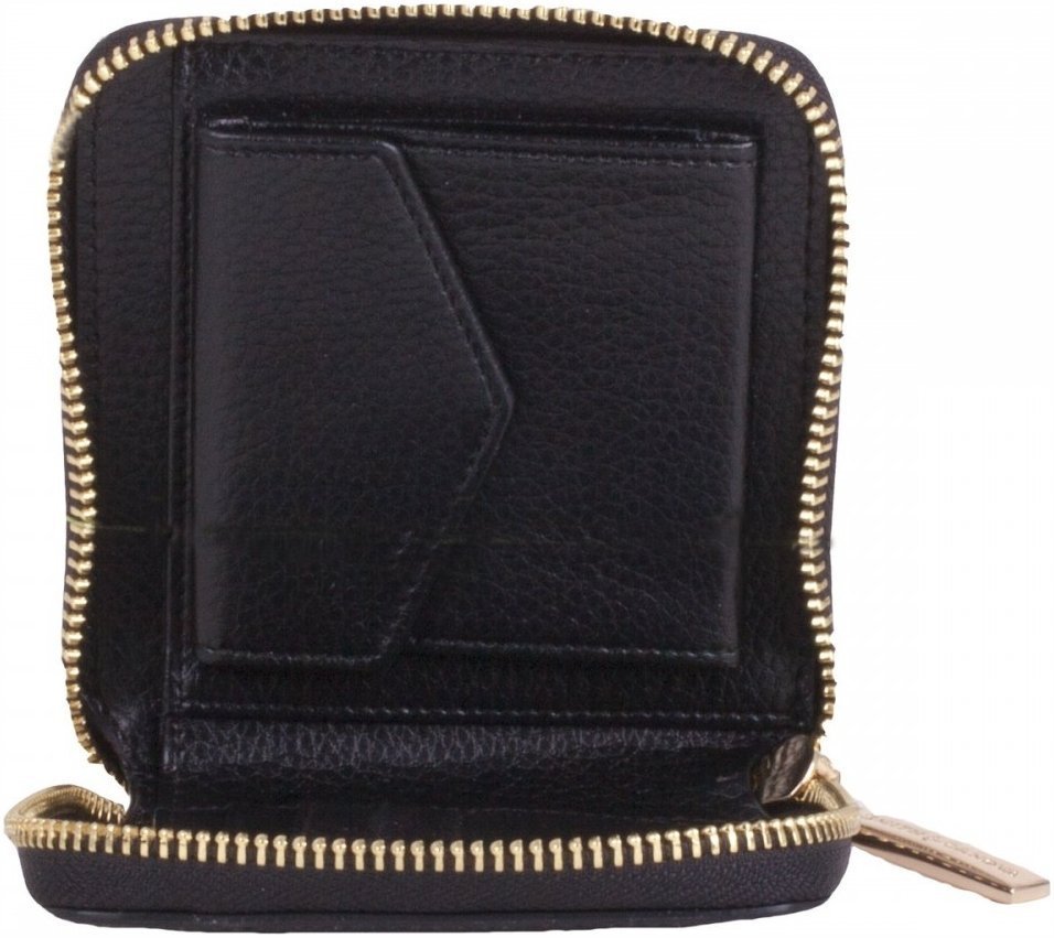 Чорний жіночий гаманець із фактурної шкіри на блискавці Smith&Canova Althorp 69696