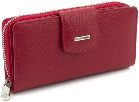 Багатофункціональний жіночий гаманець із фактурної шкіри червоного кольору KARYA 69796