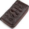 Добротний гаманець-клатч з крокодилової шкіри коричневого кольору CROCODILE LEATHER (024-18271) - 1